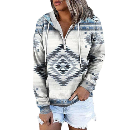 Women's New Ethnic Tribe Hooded Sweater Coat - L & M Kee, LLC