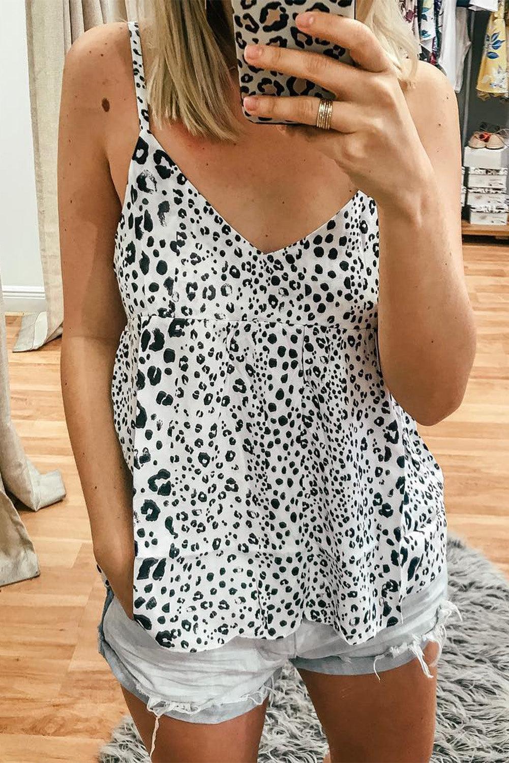 Spotted Spaghetti Straps Tank Top