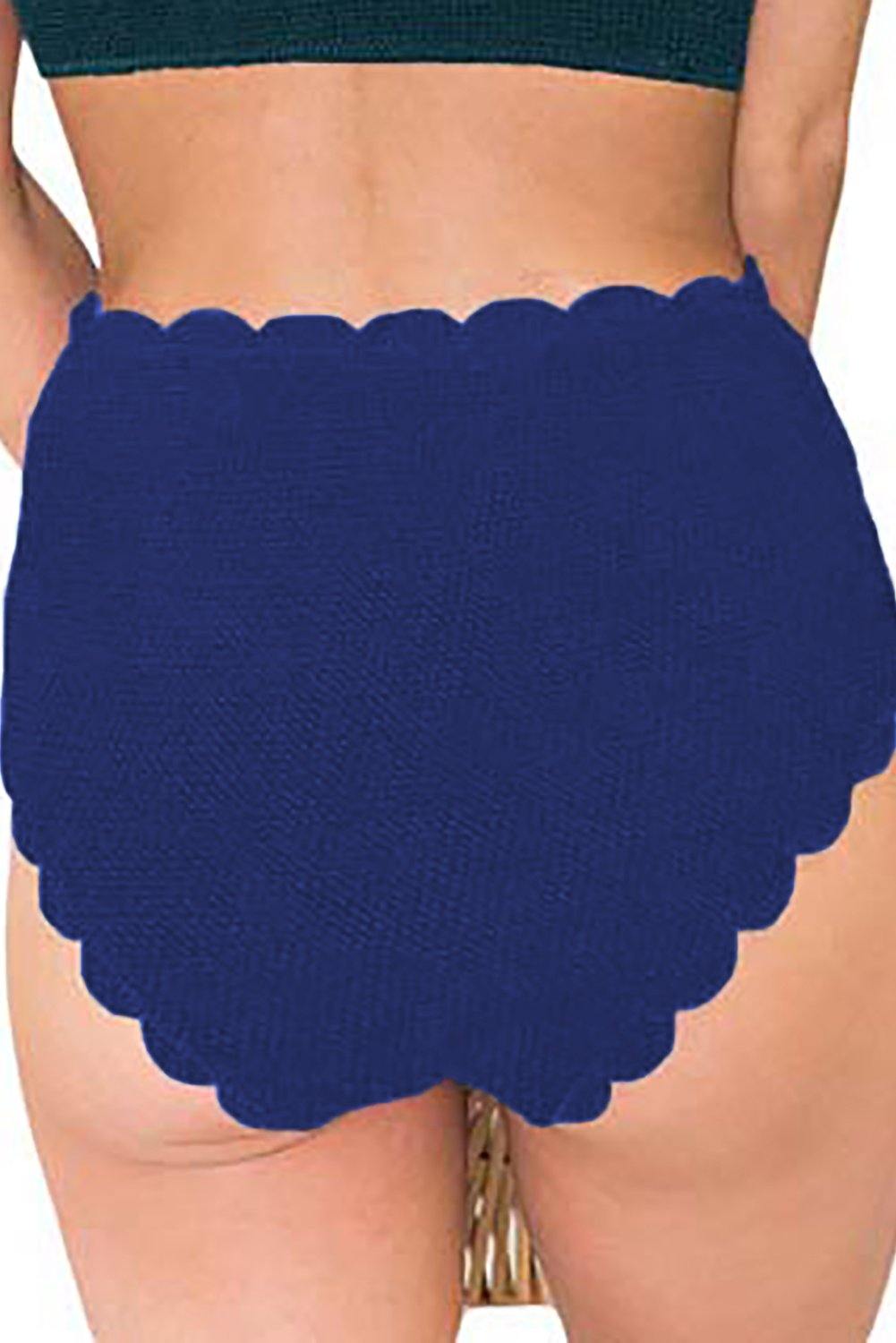 Scalloped Edge High Waist Bikini Panty - L & M Kee, LLC