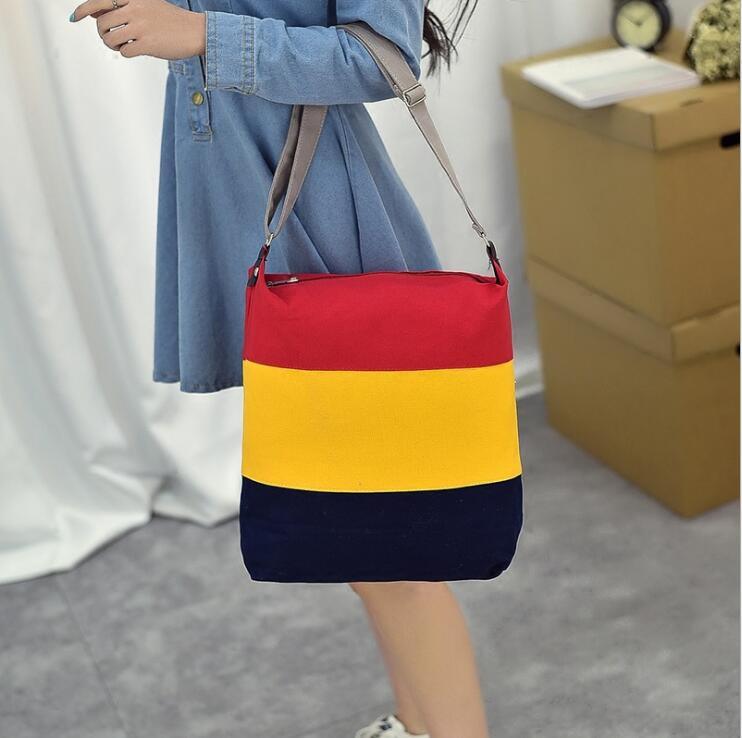 Colorful Stripes Canvas Shoulder Bag - L & M Kee, LLC