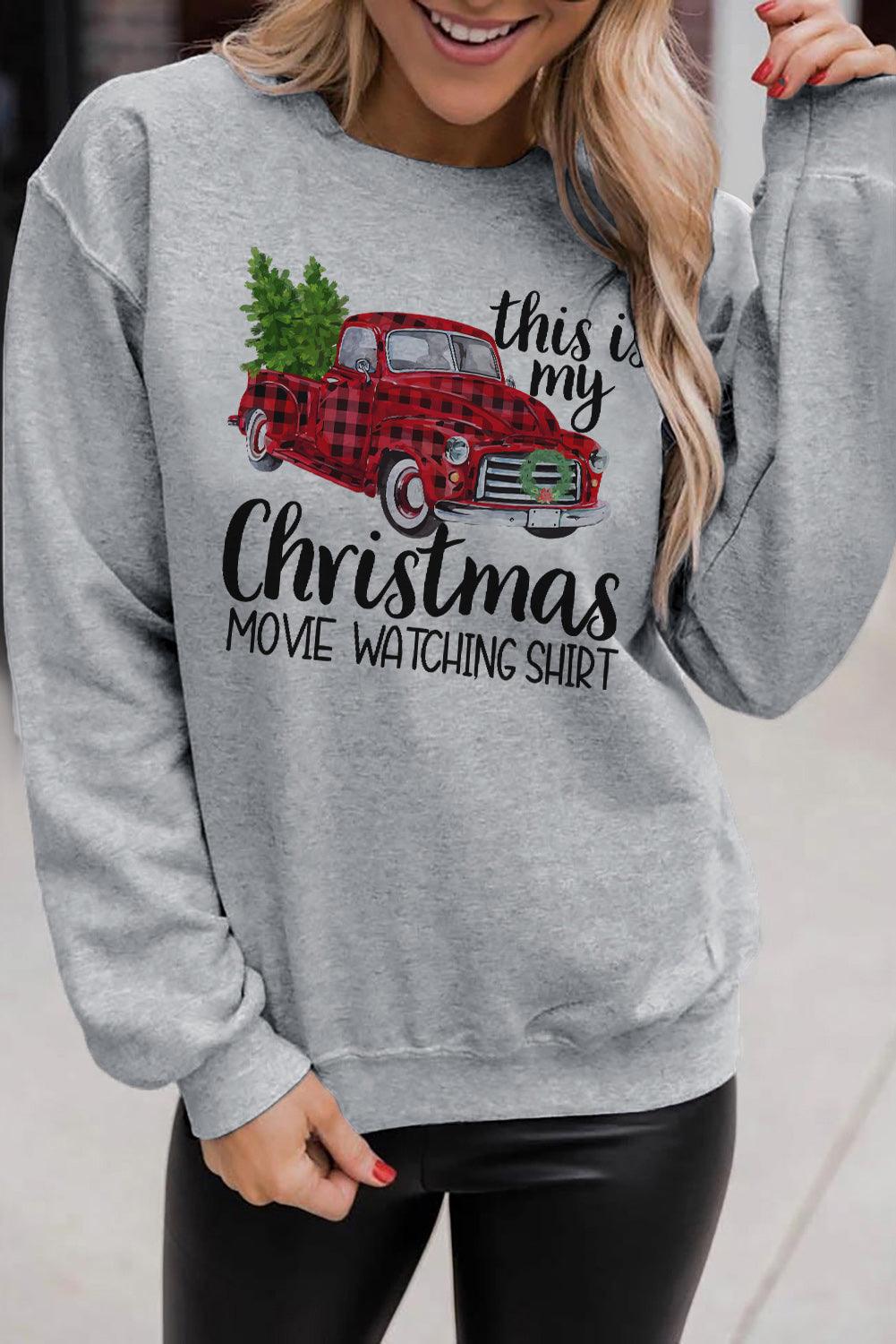 Merry Christmas Graphic Print Long Sleeve Sweatshirt - L & M Kee, LLC