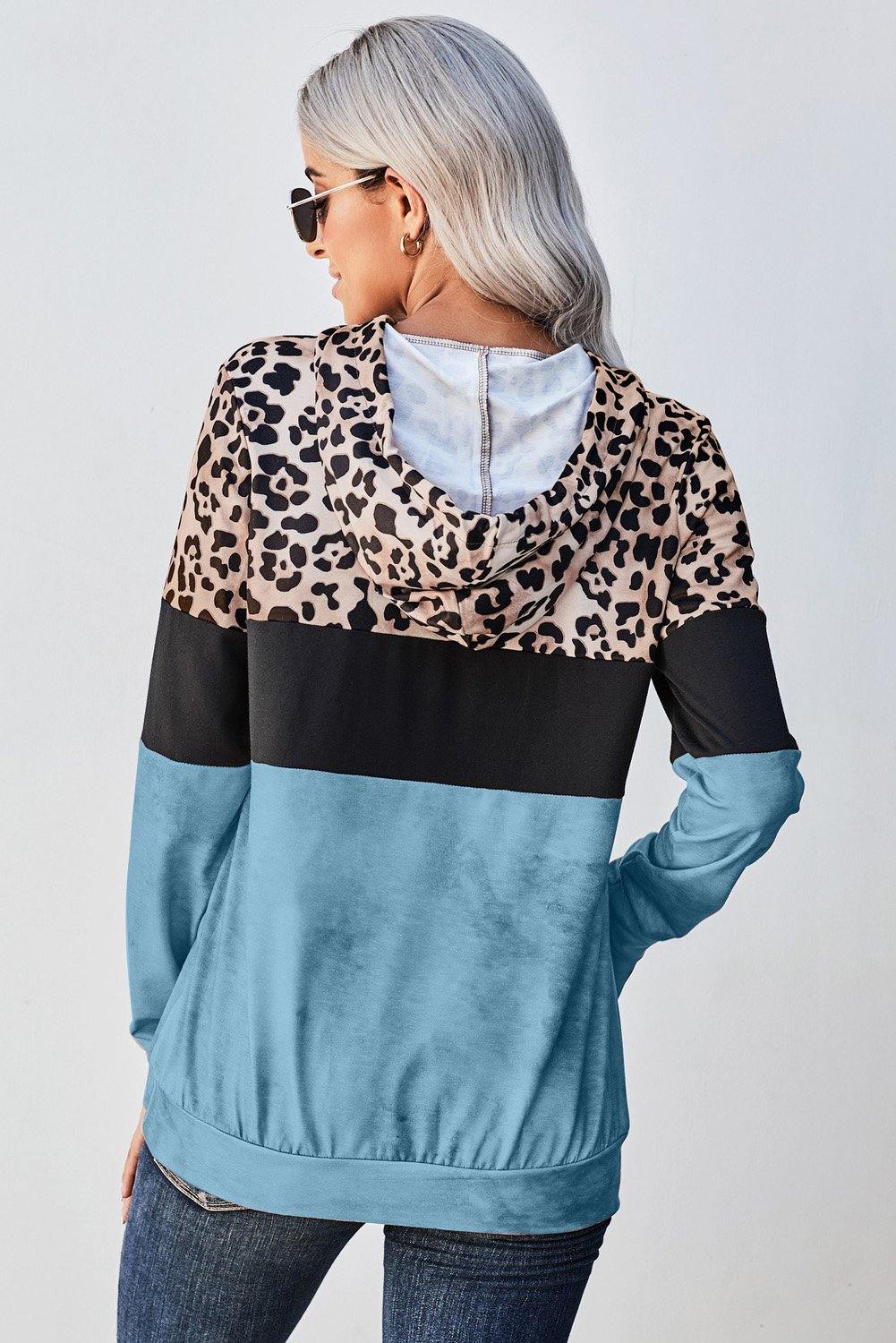 Leopard Tie Dye Colorblock Hoodie - L & M Kee, LLC