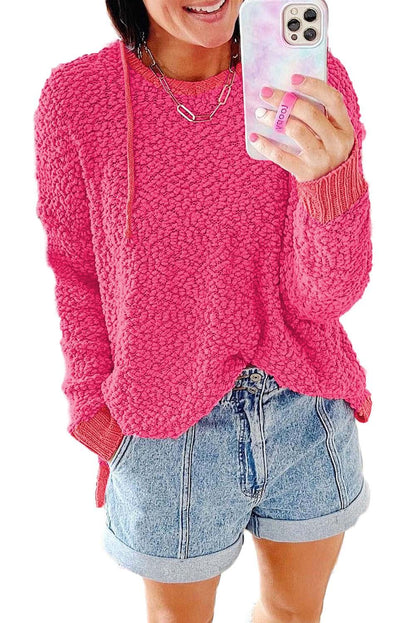 Loose Popcorn Textured Hooded Sweater - L & M Kee, LLC