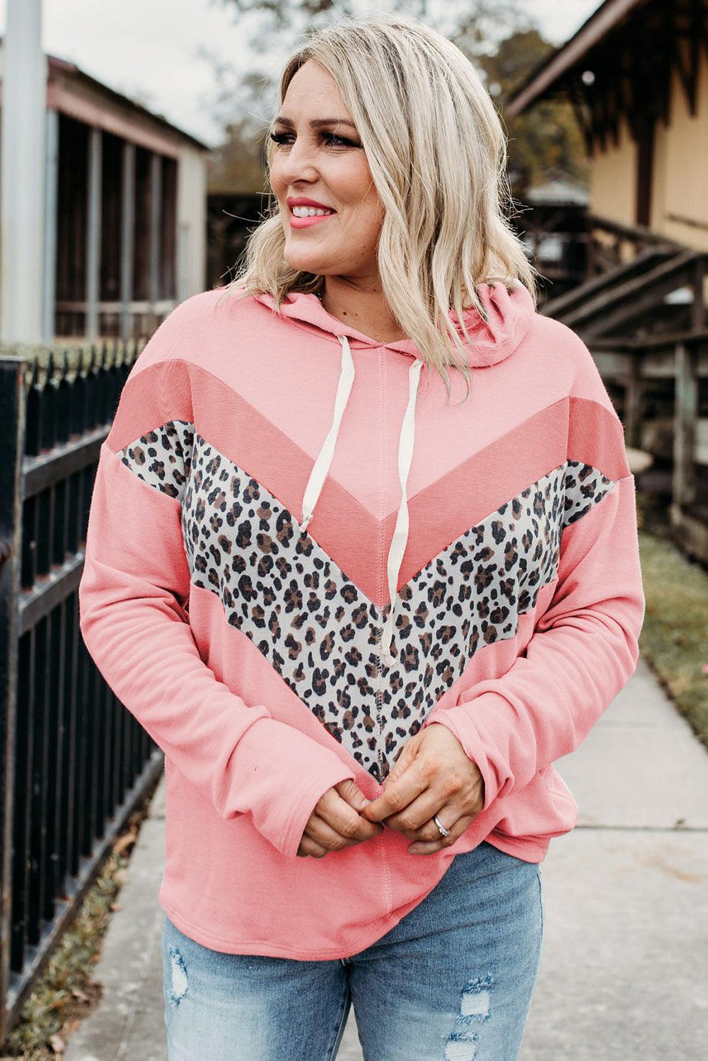 Plus Size Taupe Chevron Hooded Top - L & M Kee, LLC