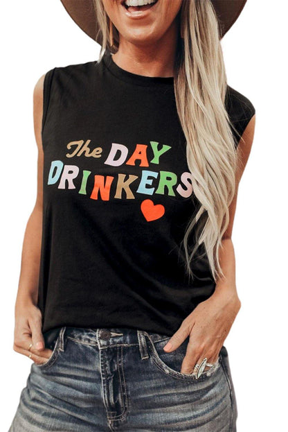 The DAY DRINKERS Letters Print Tank Top - L & M Kee, LLC