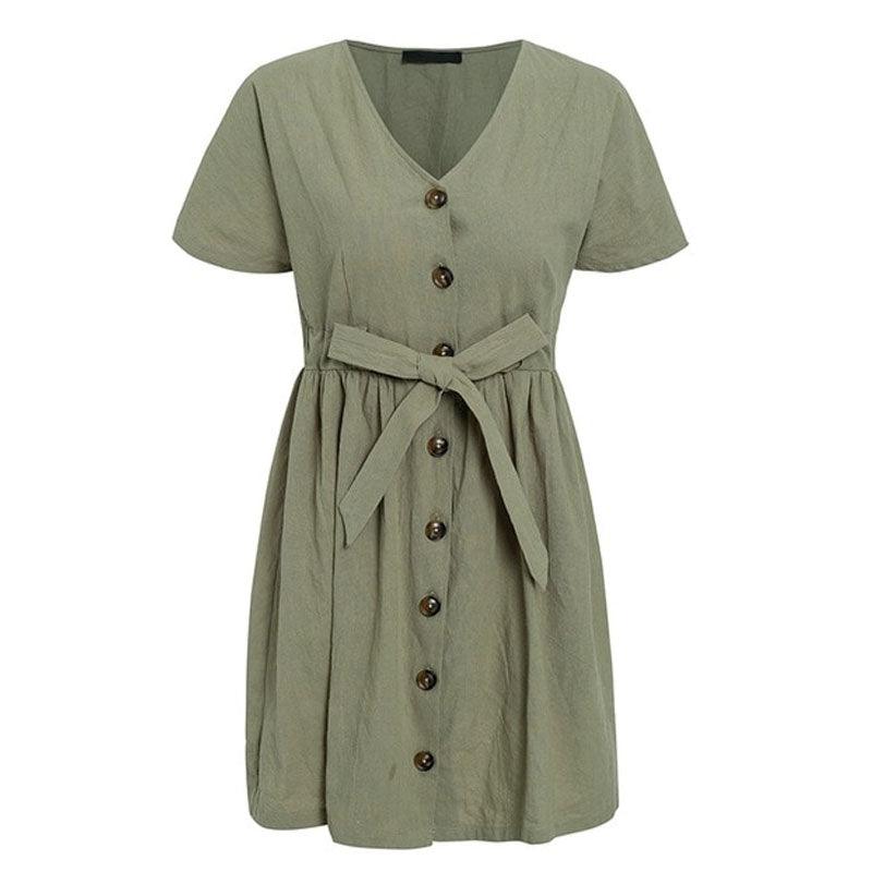 Vintage Button Women Dress - L & M Kee, LLC