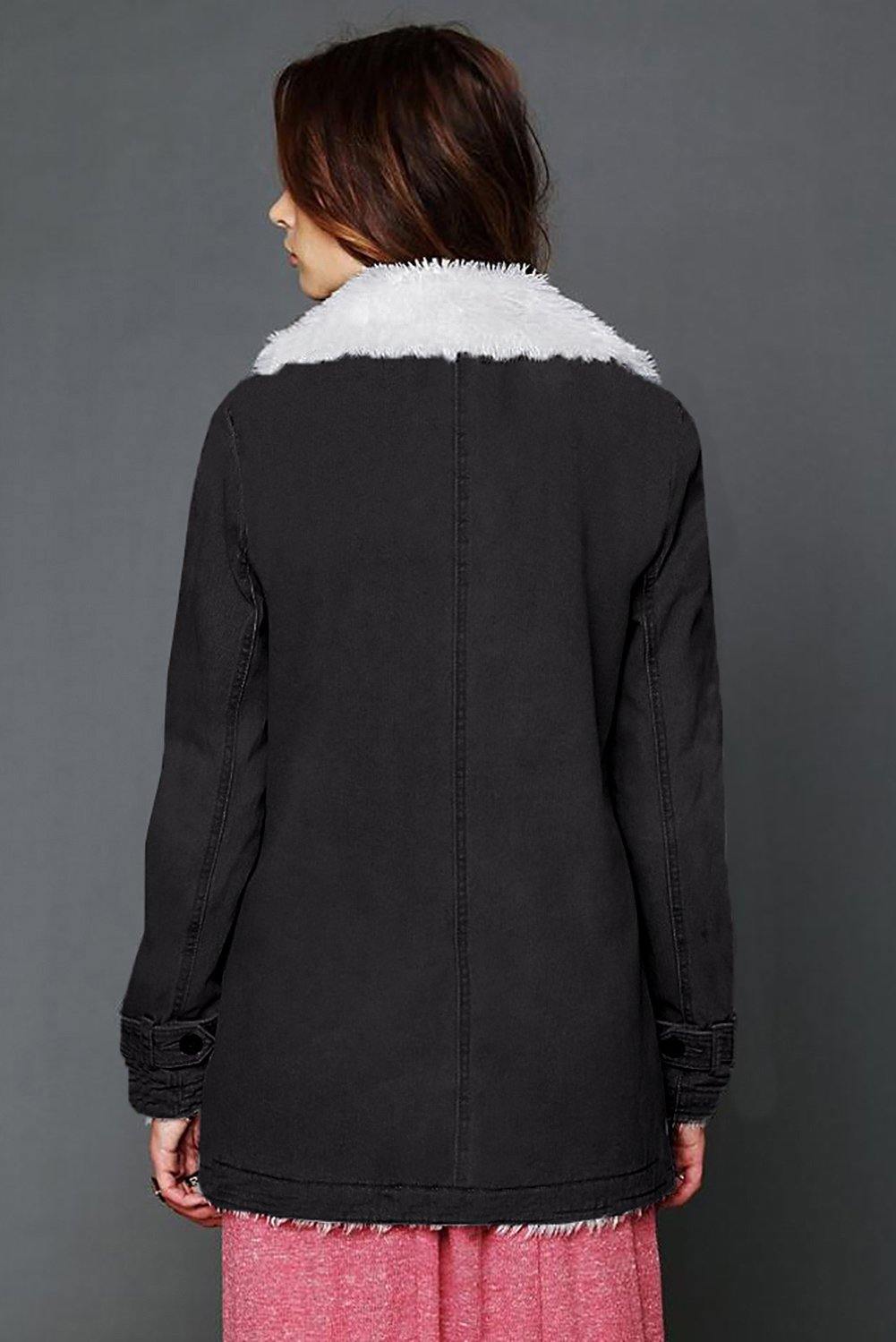 Lapel Collar All Denim Wool Warm Coat - L & M Kee, LLC