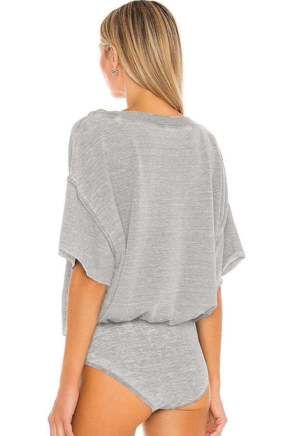 Drop Shoulder Sleeve Oversize Bodysuit - L & M Kee, LLC