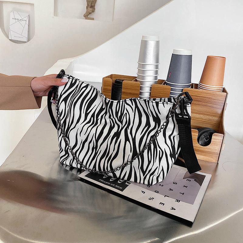 Striped Retro Zebra Shoulder Bag - L & M Kee, LLC