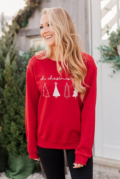 Merry Christmas Graphic Print Long Sleeve Sweatshirt - L & M Kee, LLC