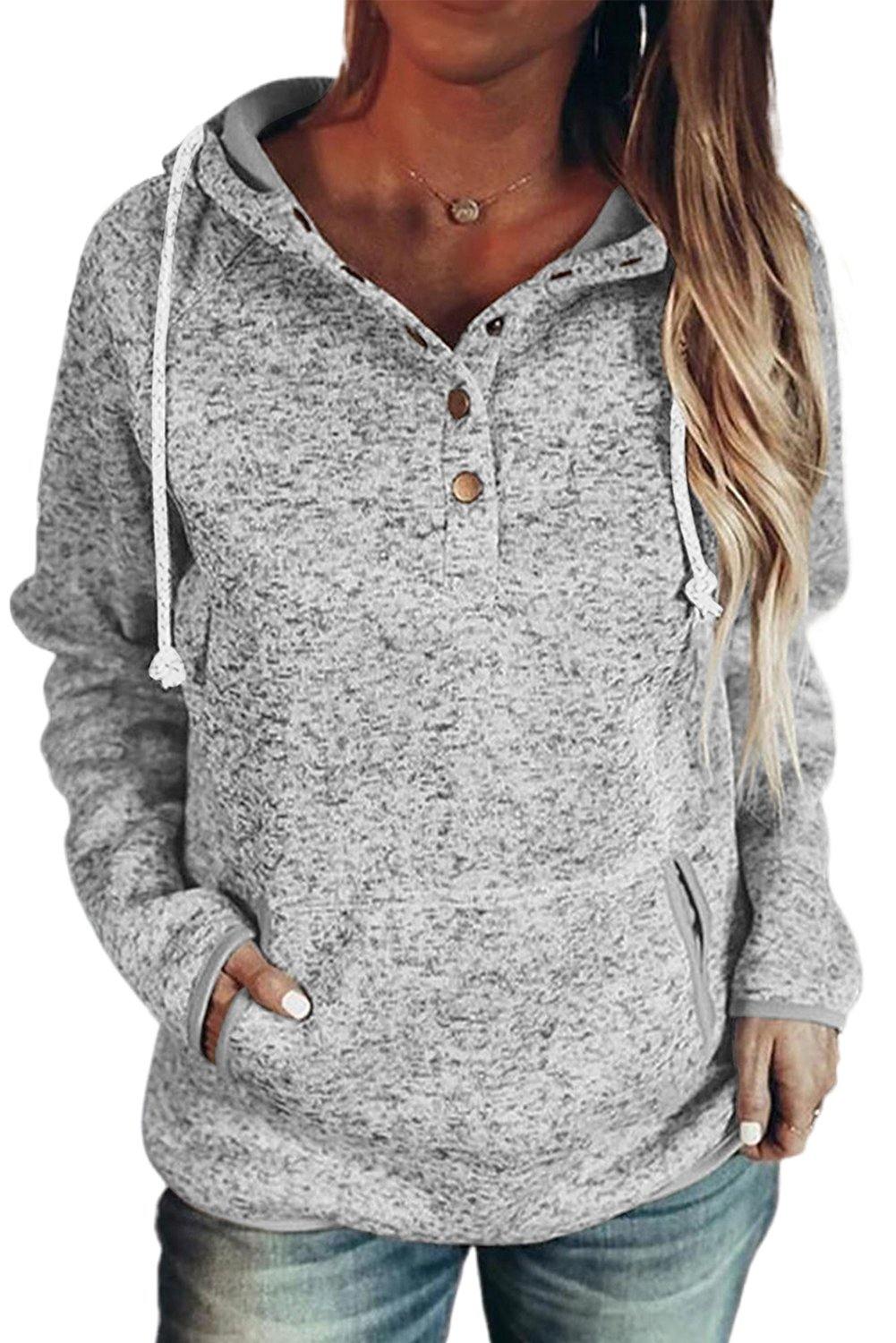 Pocket Design Buttoned Casual Hoodie - L & M Kee, LLC