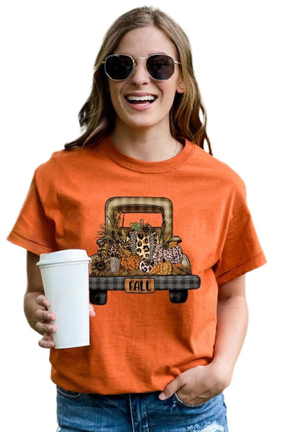 Howdy Fall Cow Pumpkin Print Graphic T Shirt - L & M Kee, LLC