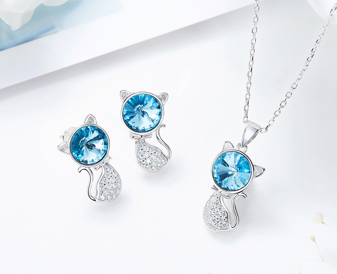 Cat S925 Sterling Silver Necklace Set - L & M Kee, LLC
