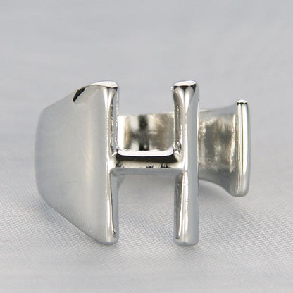 Silver Color Metal 26 Letter Open Hollow Finger Rings - L & M Kee, LLC