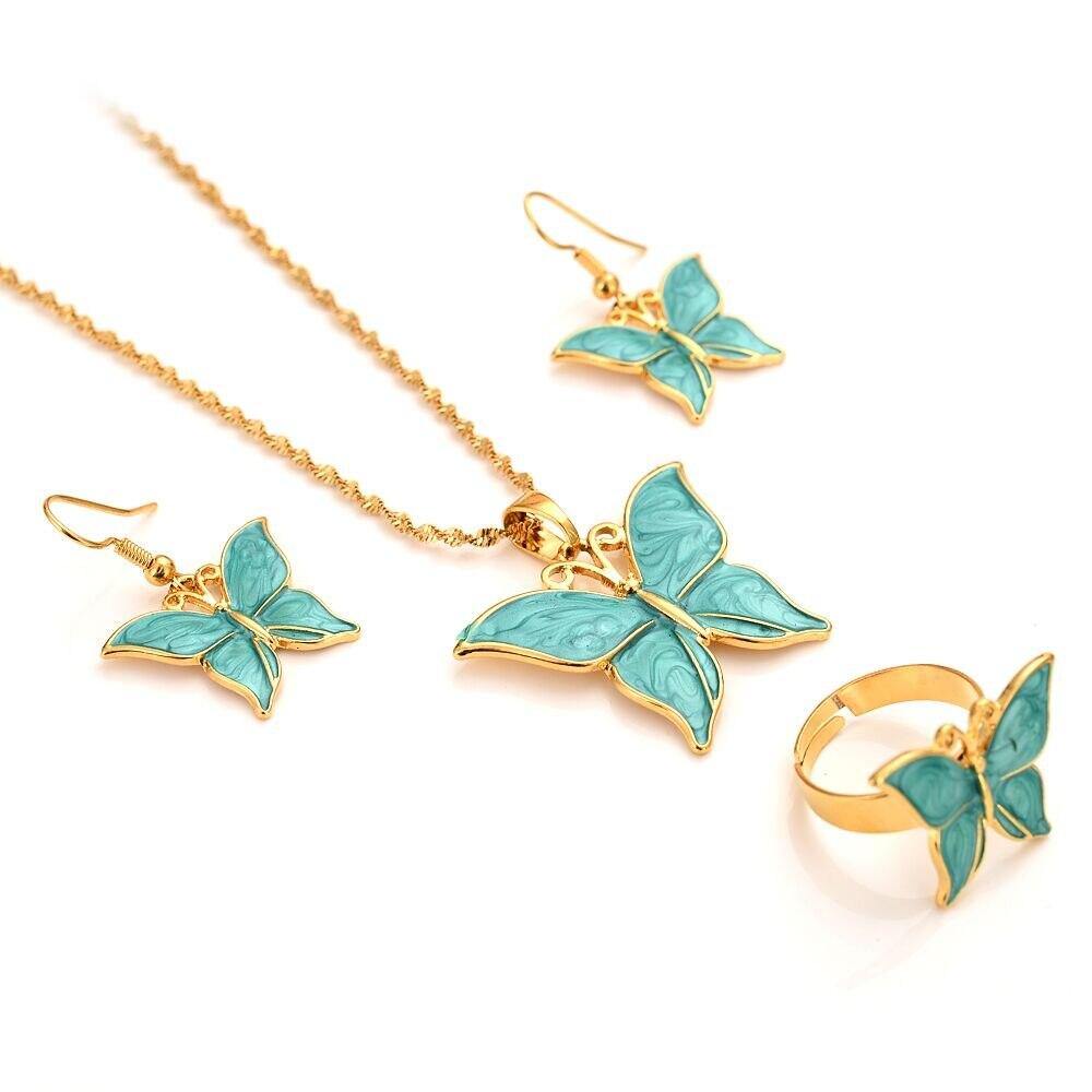 14 k Fine Gold Women Butterfly Jewelry Sets-L & M Kee, LLC