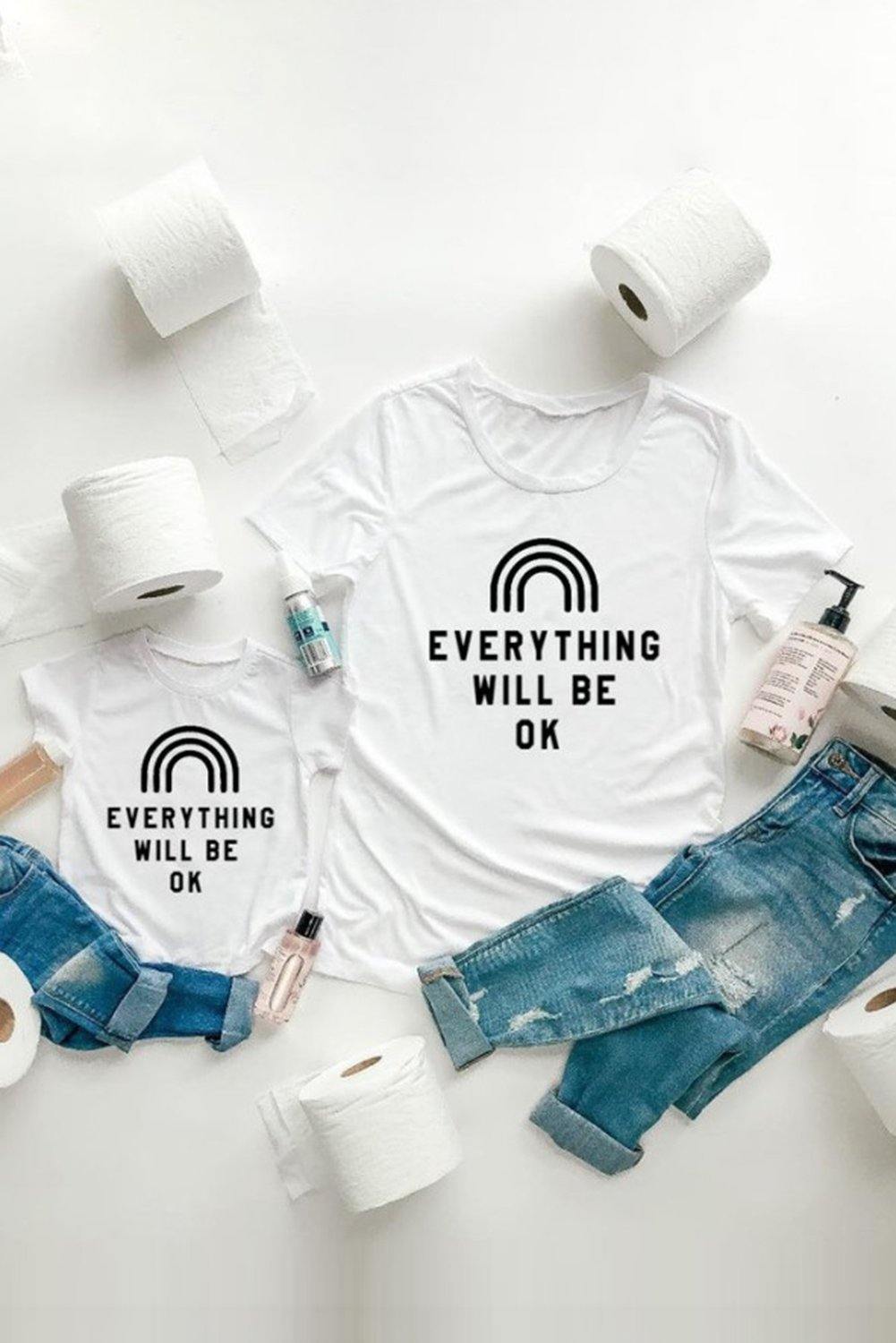 EVERYTHING WILL BE OK Graphic White Tee - L & M Kee, LLC