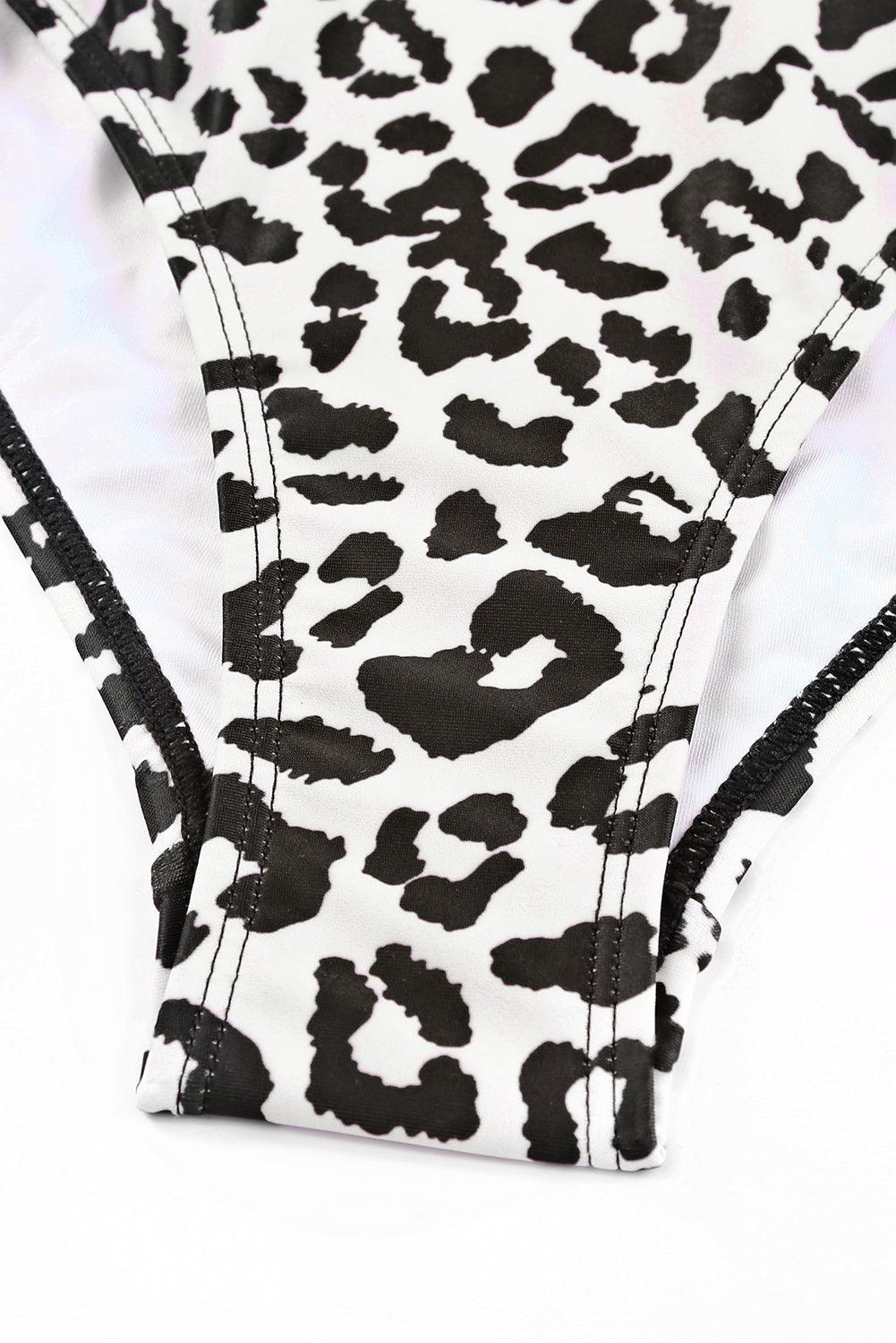 Leopard Patchwork Asymmetric Cutout One Piece Swimsuit - L & M Kee, LLC