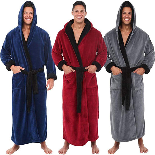Men's Plush Hooded Bath Robe - L & M Kee, LLC
