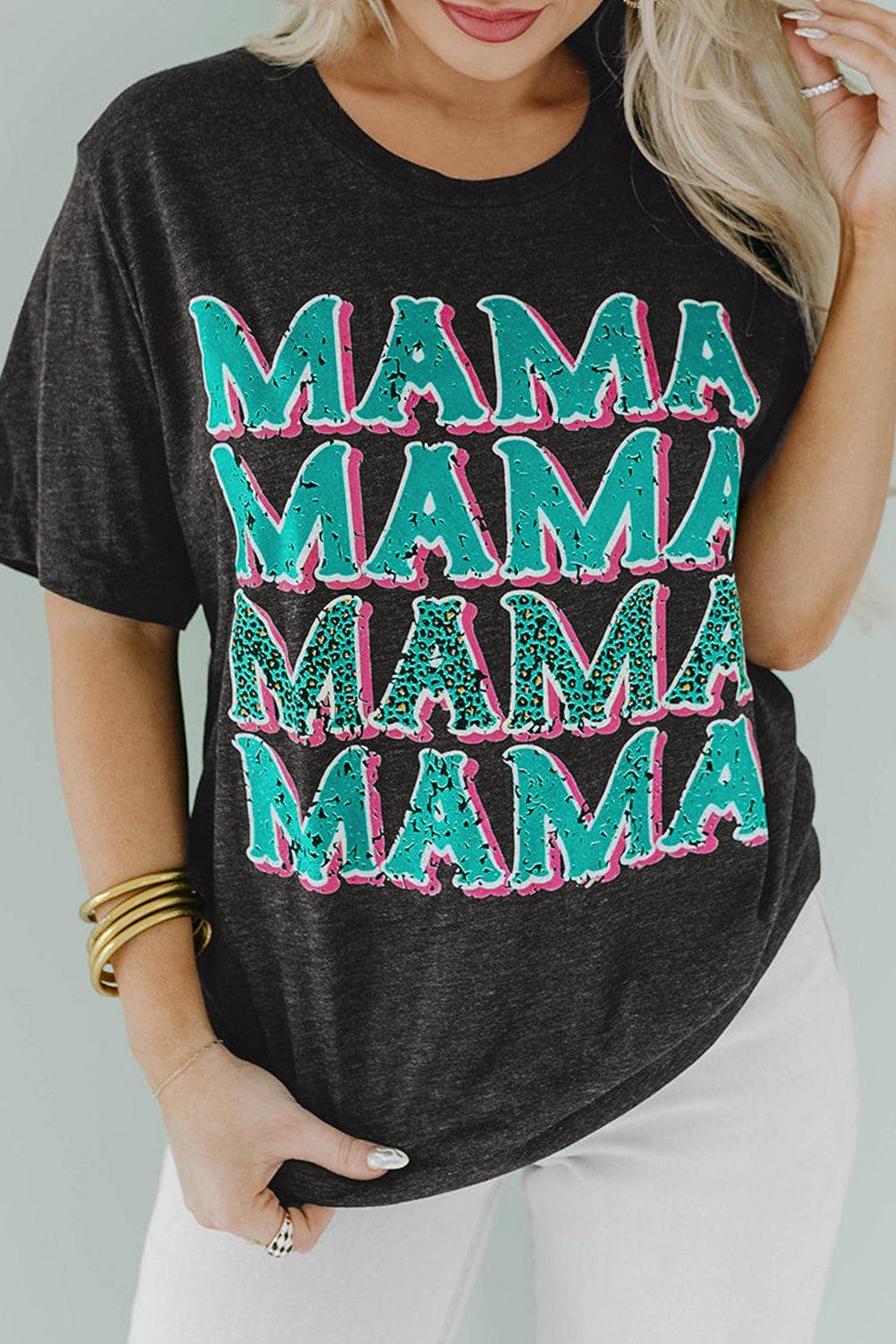 MAMA Letter Print Vintage Leopard Graphic T Shirt - L & M Kee, LLC