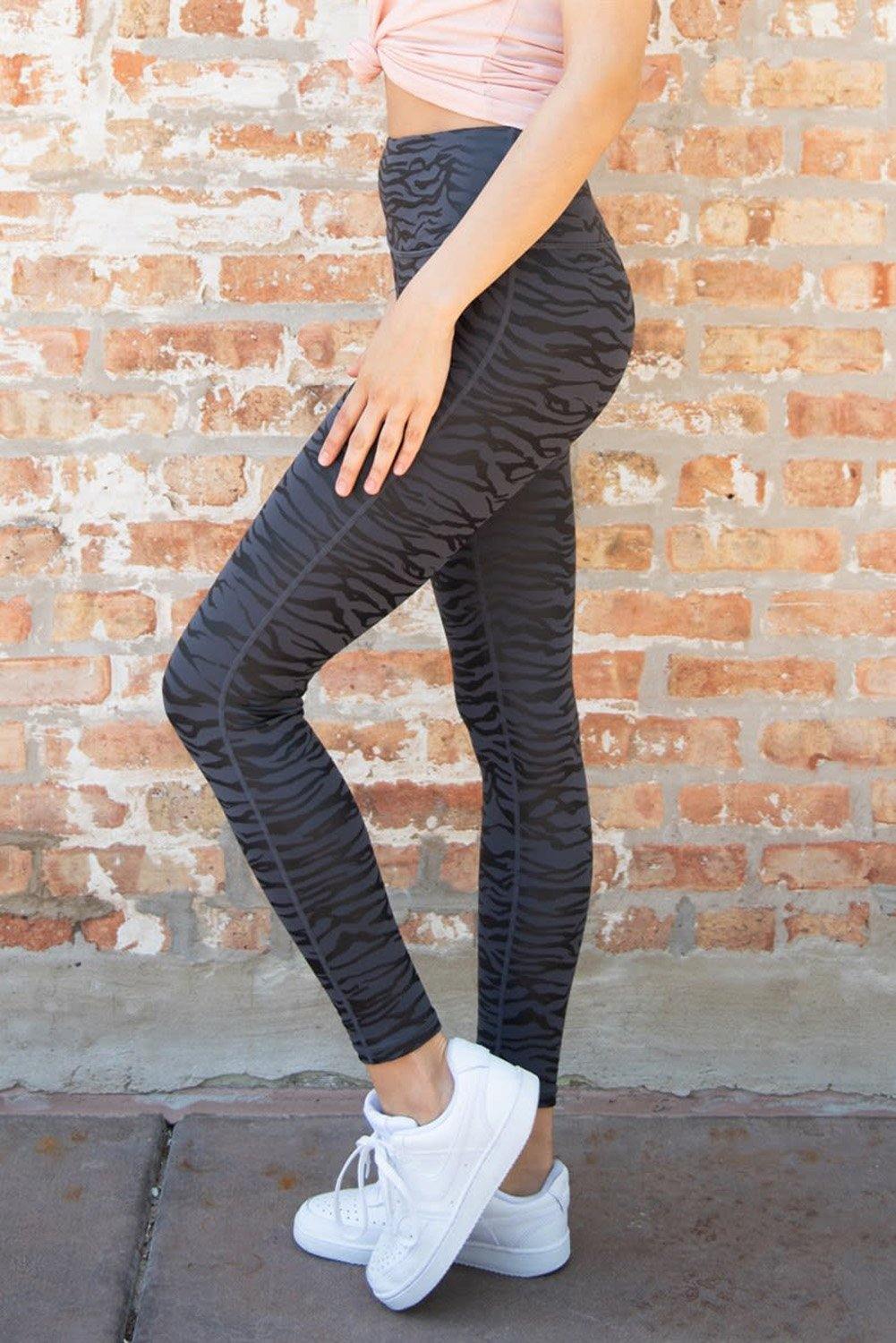 High Waist Tummy Control Zebra Stripes Print Leggings - L & M Kee, LLC
