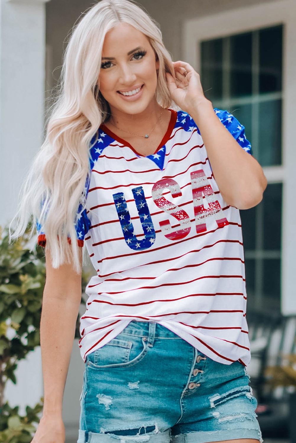 Stars and Stripes National Day Tee - L & M Kee, LLC