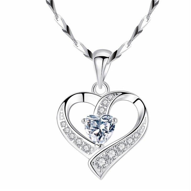 CZ Heart Silver 925 Pendant Necklace - L & M Kee, LLC