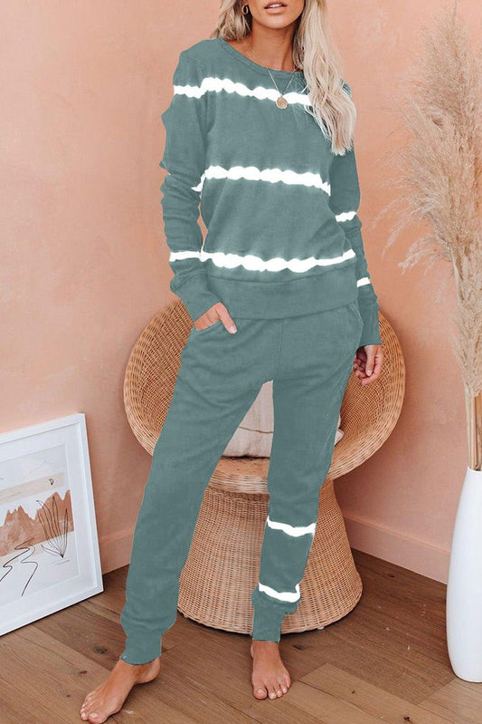Stripes Long Sleeves and Joggers Lounge Set - L & M Kee, LLC