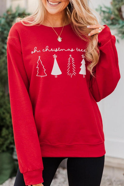 Merry Christmas Graphic Print Long Sleeve Sweatshirt - L & M Kee, LLC