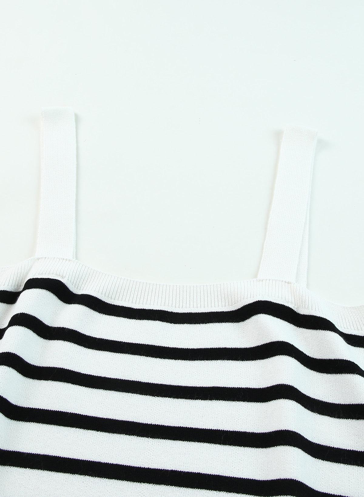 Striped Tube Spaghetti Strap Knitted Tank Top - L & M Kee, LLC