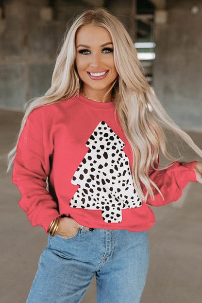 MERRY and BRIGHT Leopard Print Pullover Sweatshirt - L & M Kee, LLC