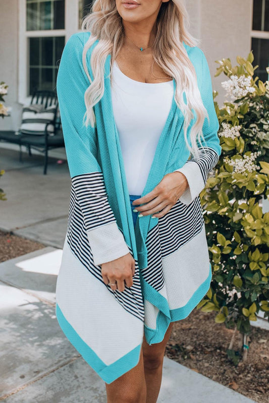 Loose Fit Stripe Colorblock Cardigan - L & M Kee, LLC