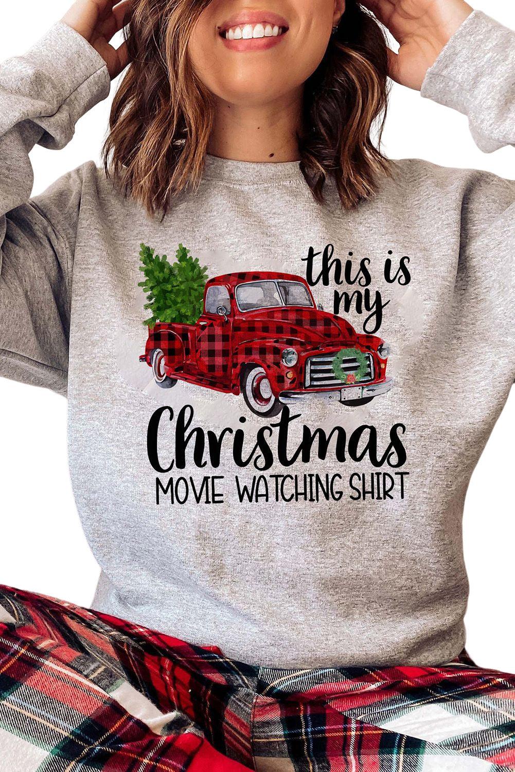 Merry Christmas Graphic Print Long Sleeve Sweatshirt - L & M Kee, LLC