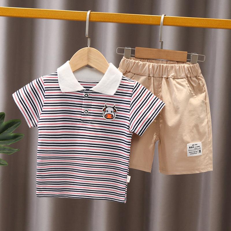 Toddler Boys Striped Short Sleeve Short Set - L & M Kee, LLC