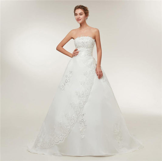 Long Lace Vintage Wedding Dress - L & M Kee, LLC