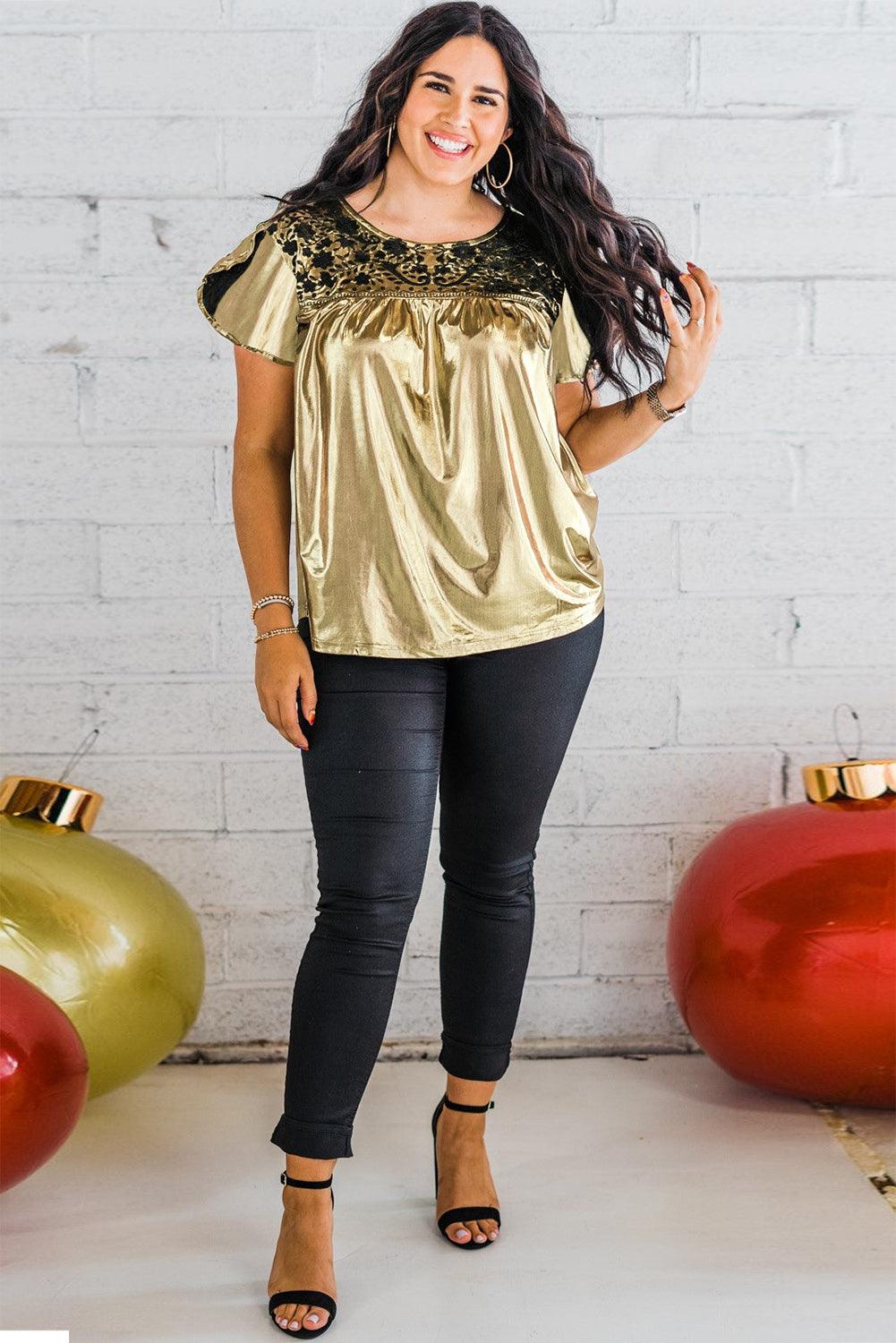 Copper Textured Oversize Foil T-Shirt - L & M Kee, LLC