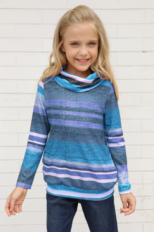 Cowl Neck Girl's Striped Sweatshirt - L & M Kee, LLC