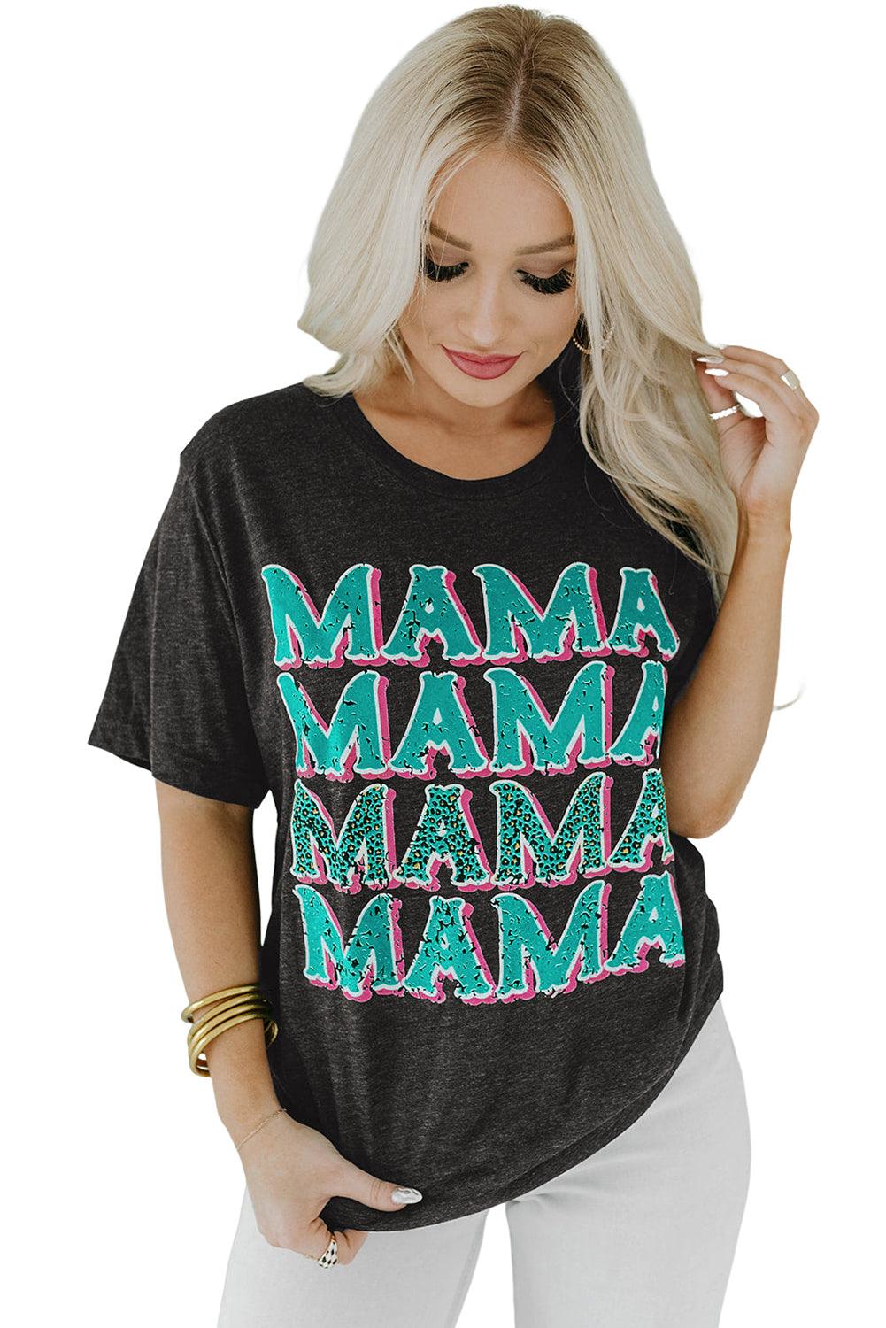 MAMA Letter Print Vintage Leopard Graphic T Shirt - L & M Kee, LLC