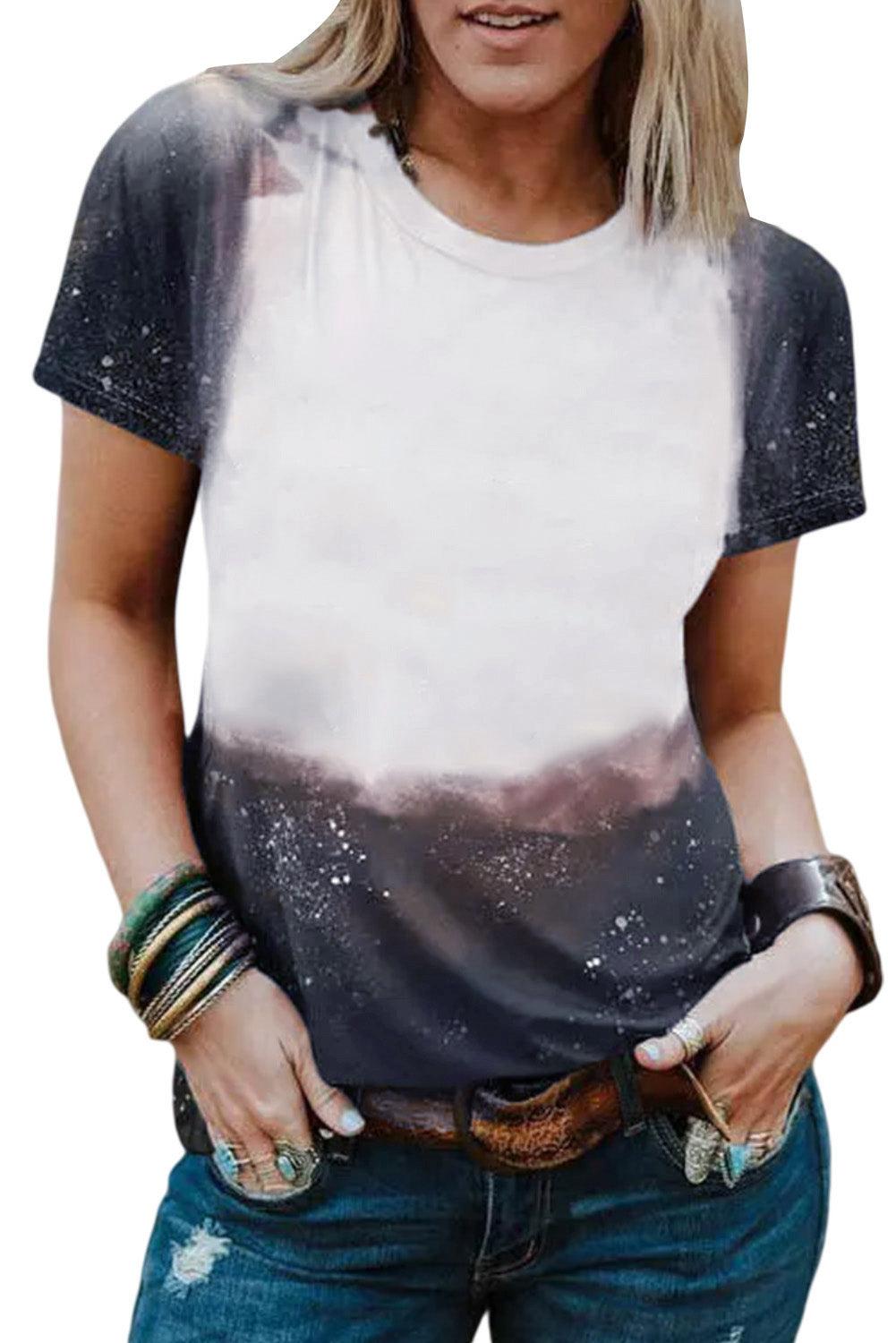 Tie Dye Bleached Print Short Sleeve Crewneck Top - L & M Kee, LLC