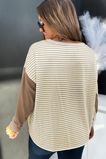 Striped Patchwork Long Sleeve Top - L & M Kee, LLC