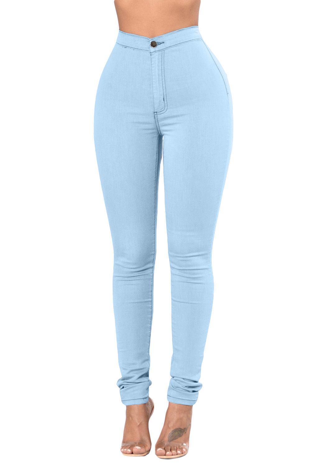 High Waist Skinny Jeans with Round Pockets - L & M Kee, LLC