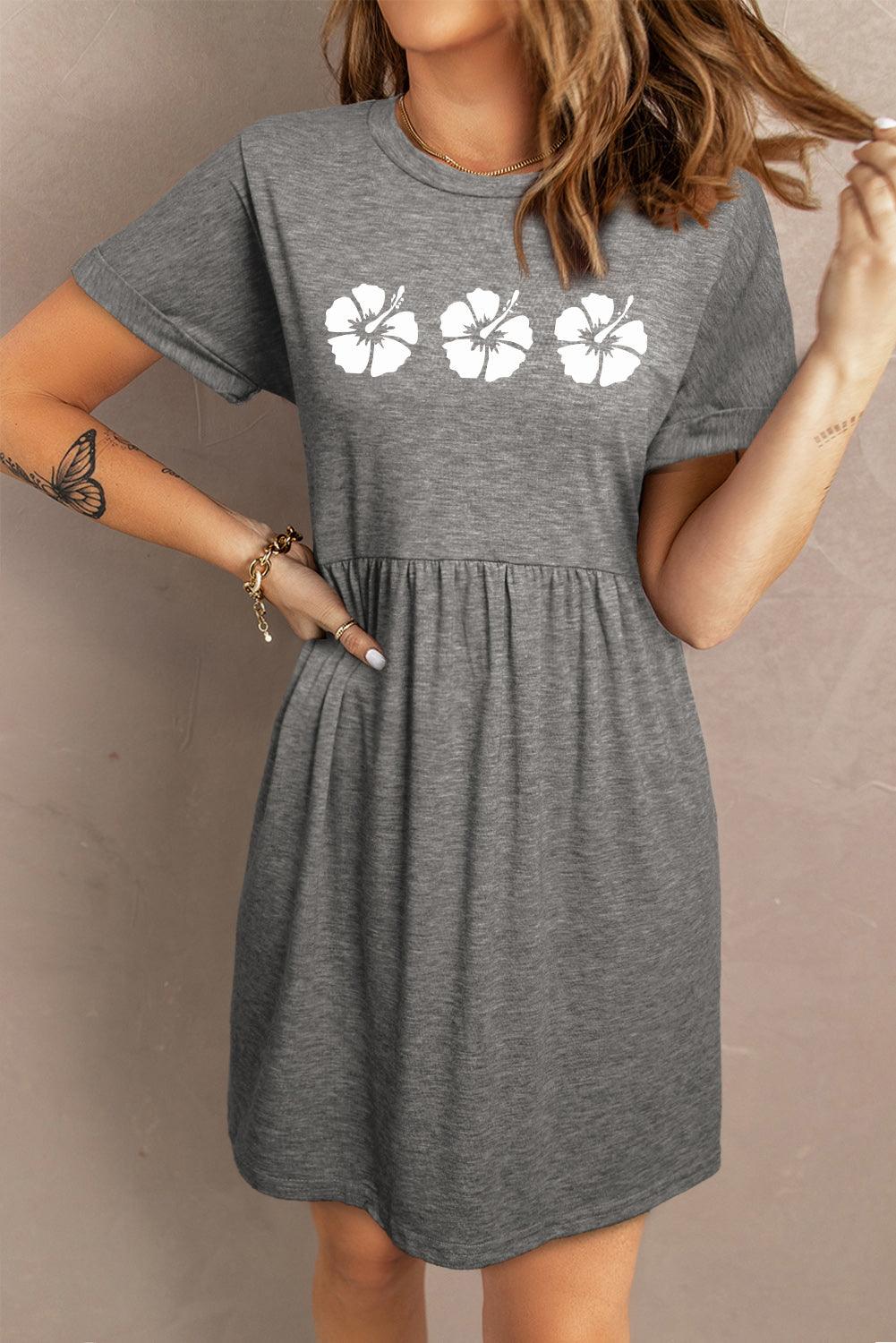 Cotton Blend Empire Waist T-shirt Mini Dress - L & M Kee, LLC