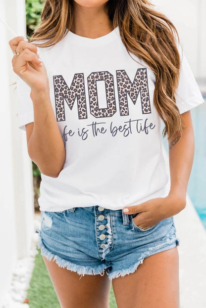 MOM life is the best life Leopard Print Graphic T Shirt - L & M Kee, LLC