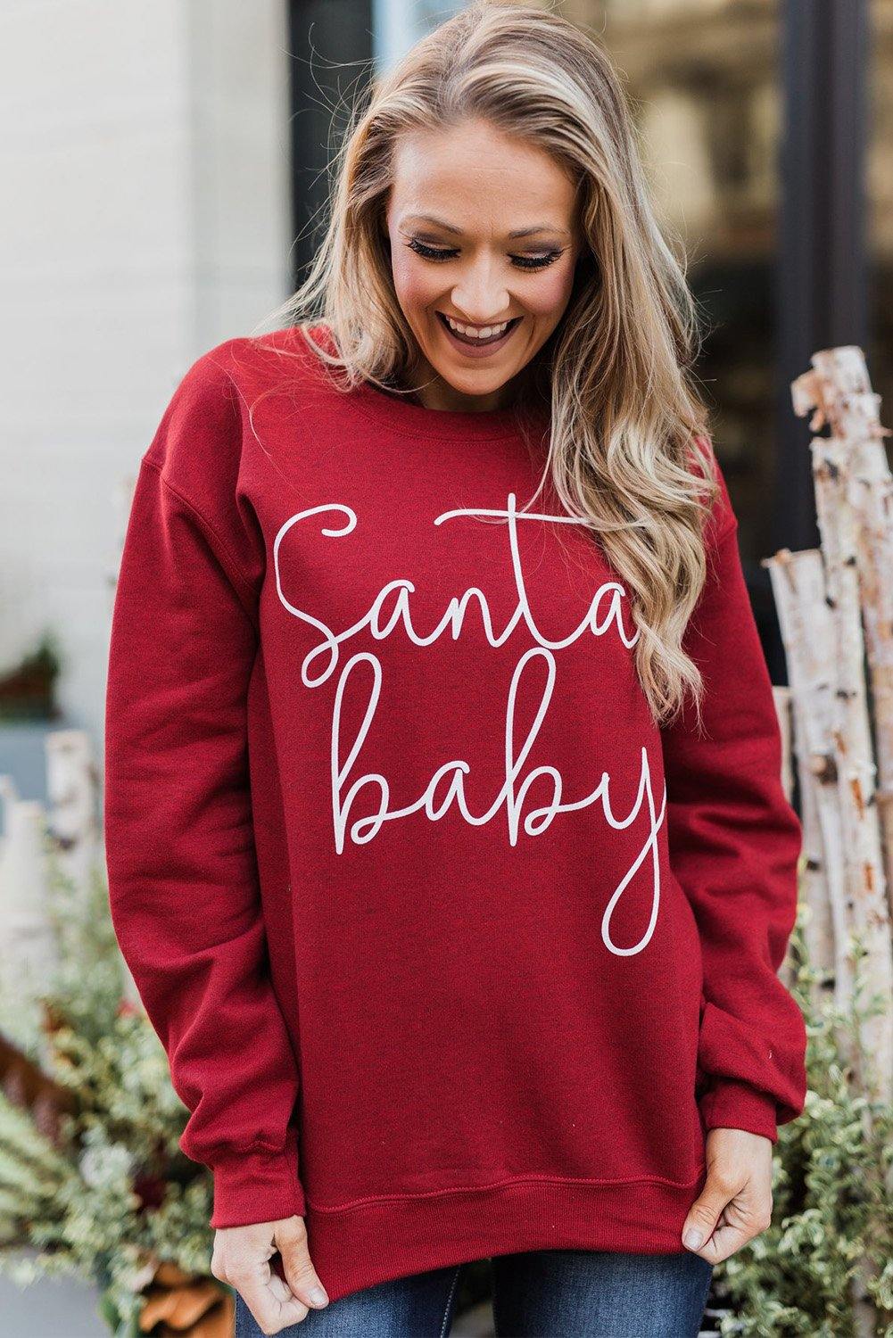Christmas Santa Baby Print Pullover Sweatshirt - L & M Kee, LLC