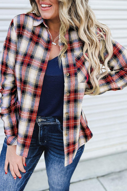 Plus Size Plaid Pattern Shirt - L & M Kee, LLC