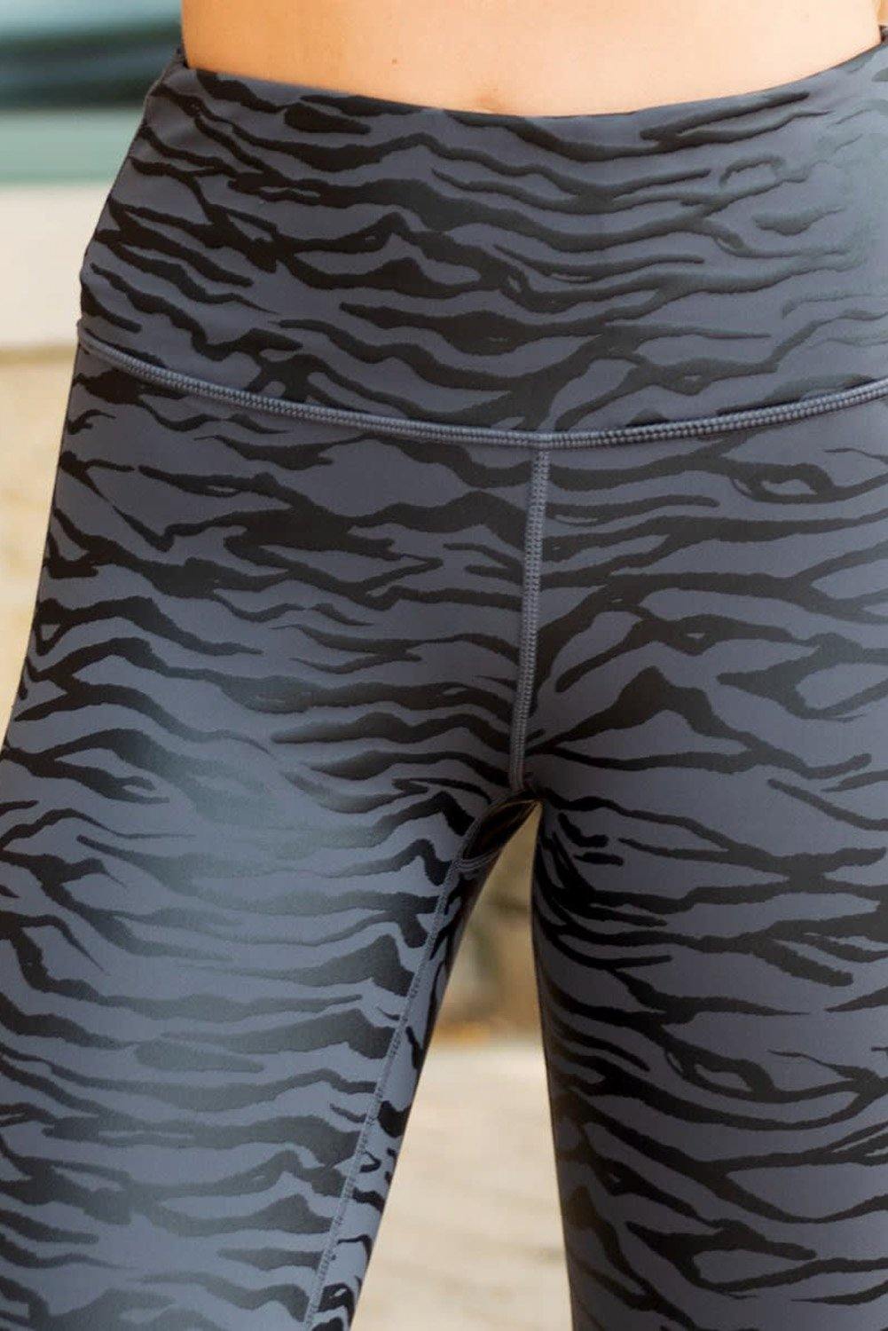 High Waist Tummy Control Zebra Stripes Print Leggings - L & M Kee, LLC