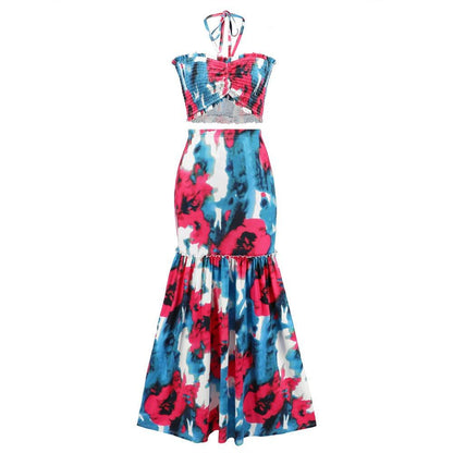 Sexy Bohemian Halter Top Print Dress - L & M Kee, LLC