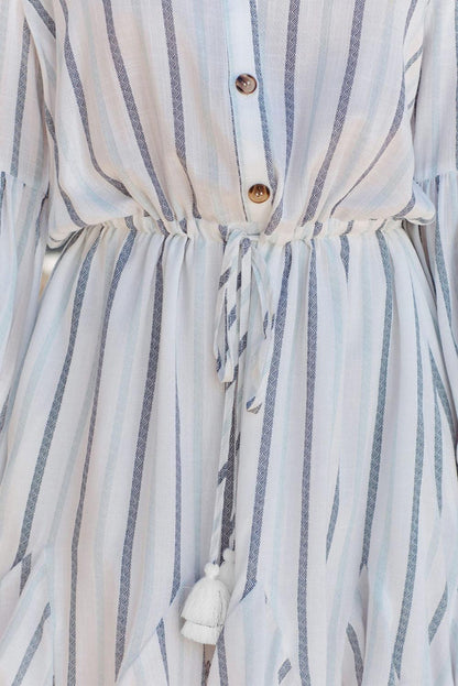 Striped Long Sleeve Mini Dresse - L & M Kee, LLC