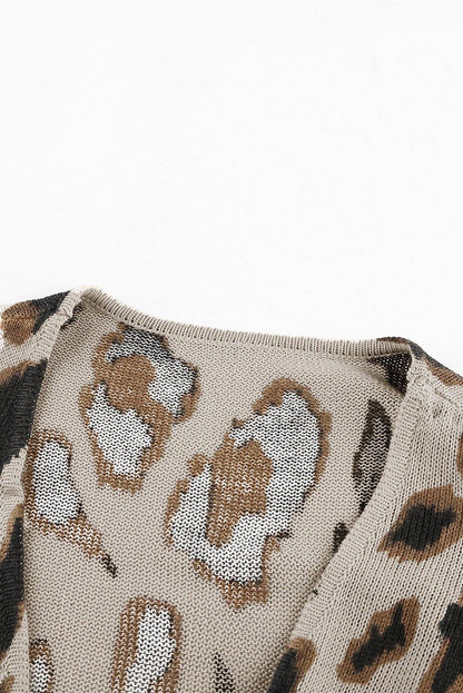 Lightweight Knit Leopard Cardigan - L & M Kee, LLC