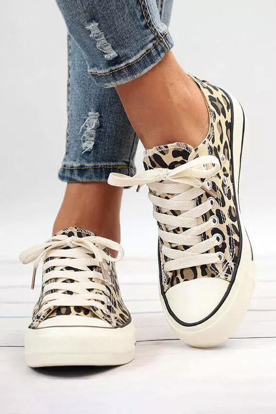 Print Lace up Canvas Shoes - L & M Kee, LLC