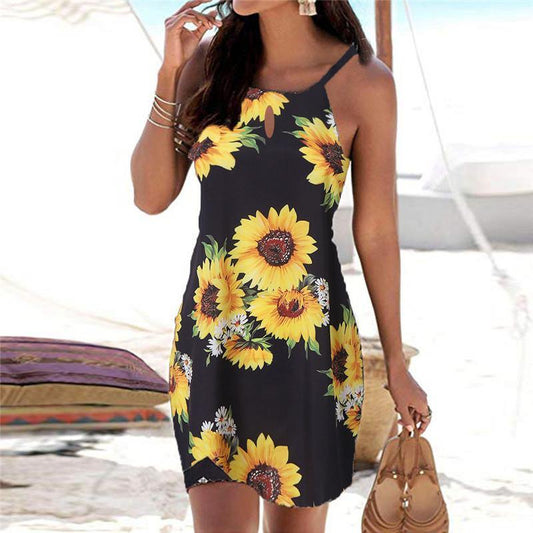 Sunflower Chevron Sleeveless A-line Dress - L & M Kee, LLC